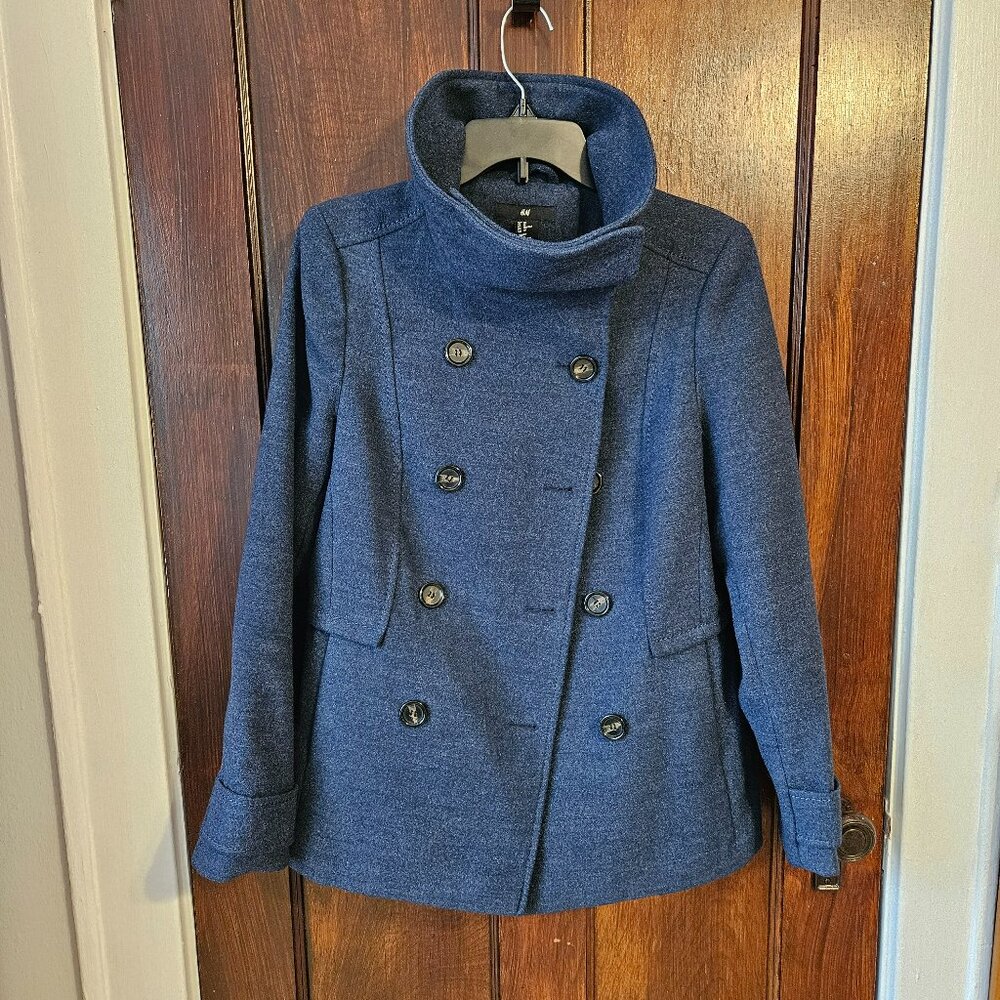 Blue Collared Short Peacoat Size 10
